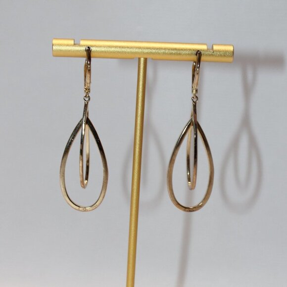 Golden and Crystal Pierced Dangle Earrings - Picture 4 of 7